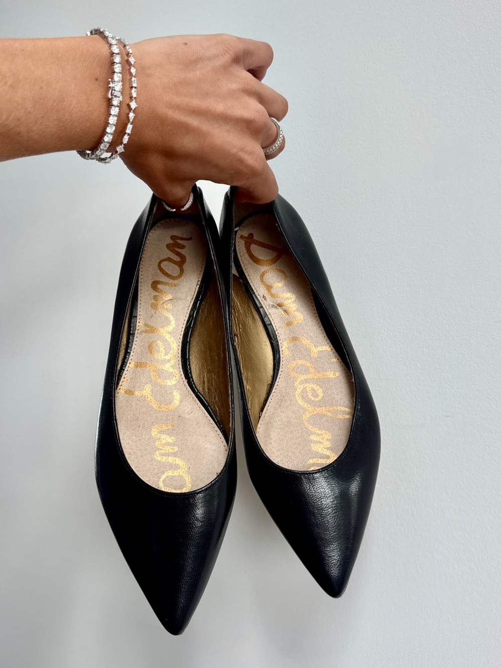 NEW Sam Edelman RAE Black Pointed Leather Flats